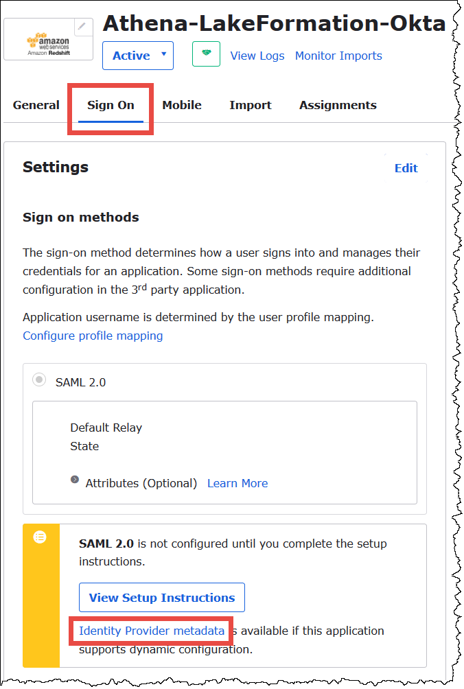 Klicken Sie mit der rechten Maustaste auf Identity Provider metadata (Metadaten des Identitätsanbieters).