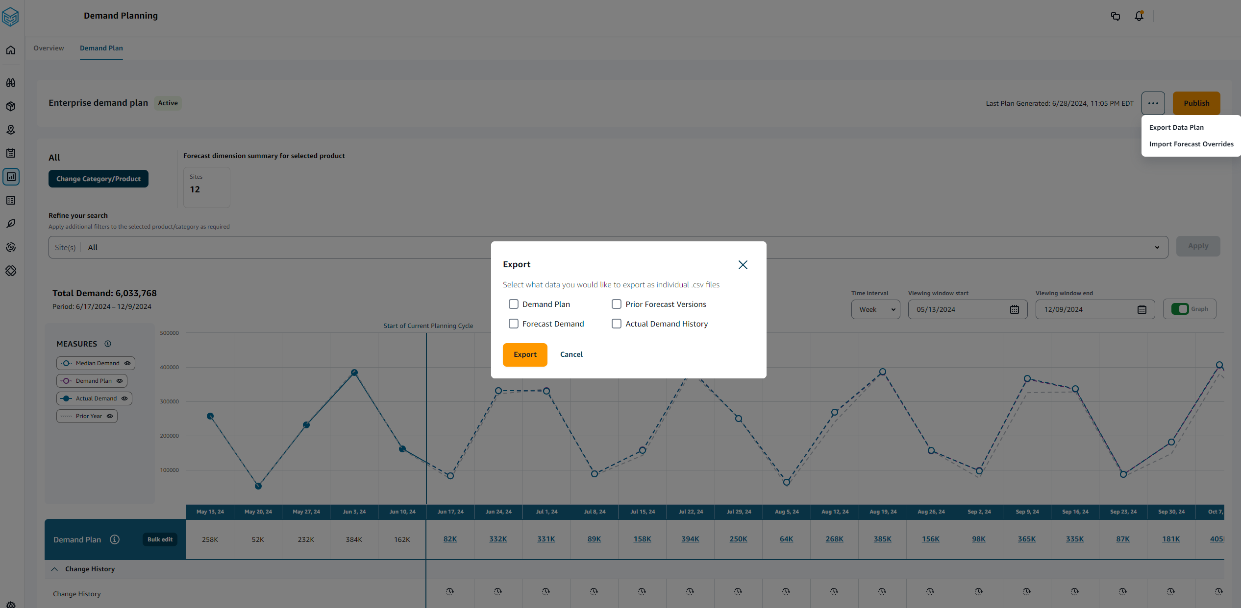 Datenpläne exportieren