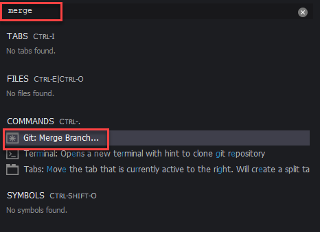 Auffinden des Befehls „merge“ (Zusammenführen)