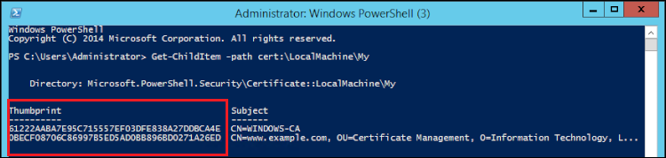 Der Hash des Zertifikats wird als Fingerabdruck zurückgegeben.