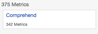 Konsolenanzeige der Seite „Metriken“ mit dem Bereich „Comprehend“.