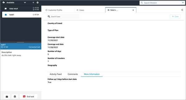 Die Registerkarte „Weitere Informationen“.