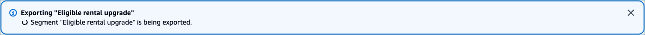 Meldung, dass das Segment gerade exportiert wird.