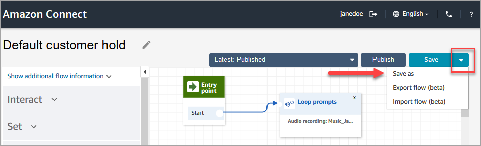 Das Dropdown-Feld „Speichern“, die Option „Speichern unter“.
