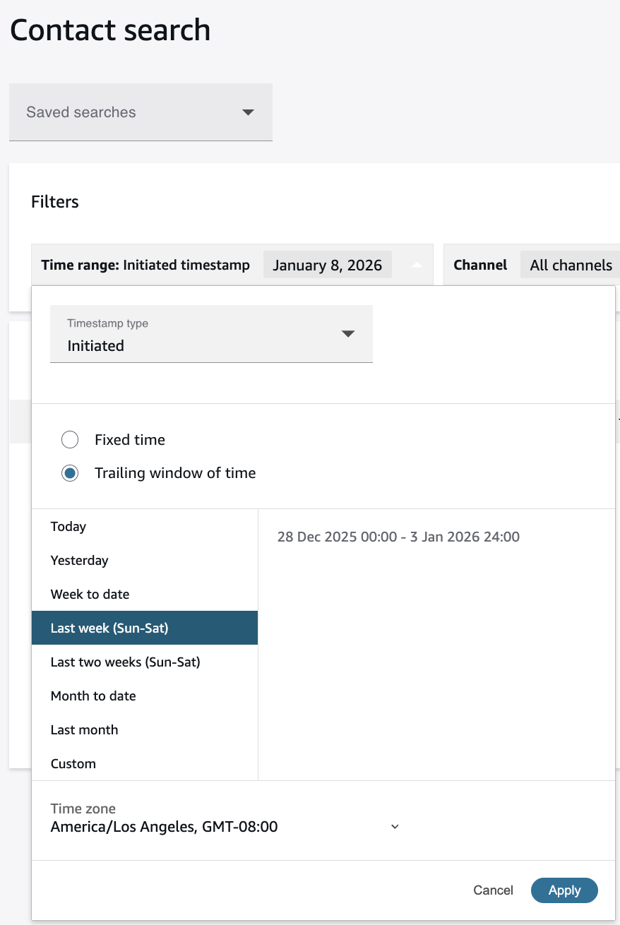 Wählen Sie einen Zeitrahmen
