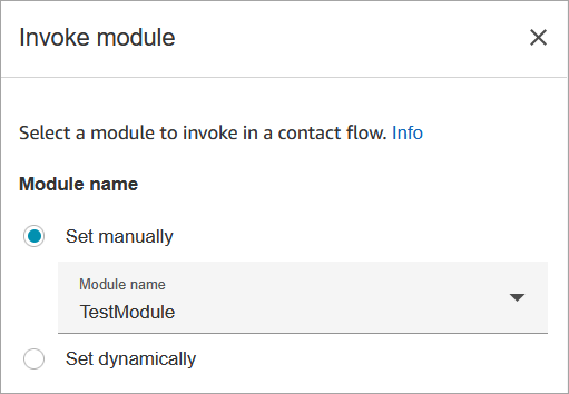 Die Seite „Eigenschaften“ des Blocks „Modul aufrufen“.