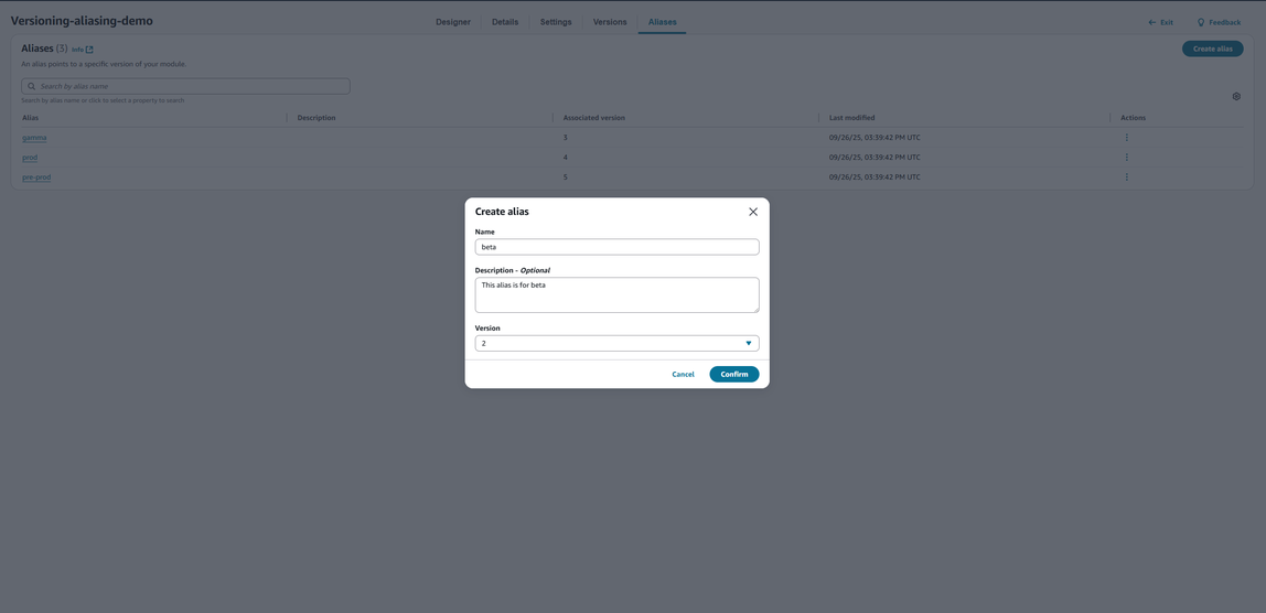 Einen Alias für ein Modul in der Konsole erstellen.