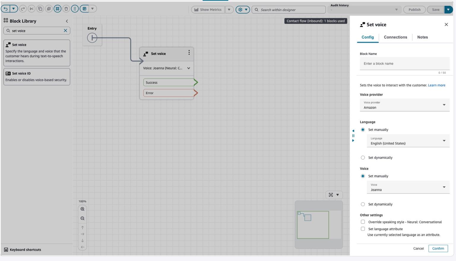 Sprachmodellkarte mit der Nova Sonic-Konfiguration