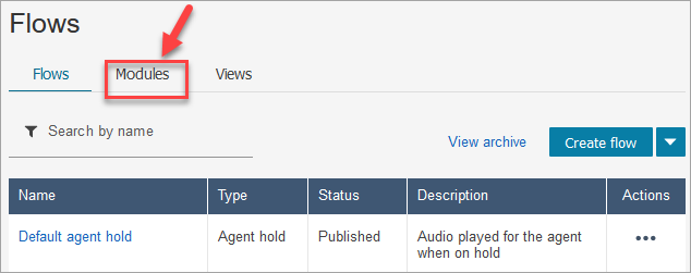 Die Seite „Abläufe“ mit der Registerkarte „Module“.