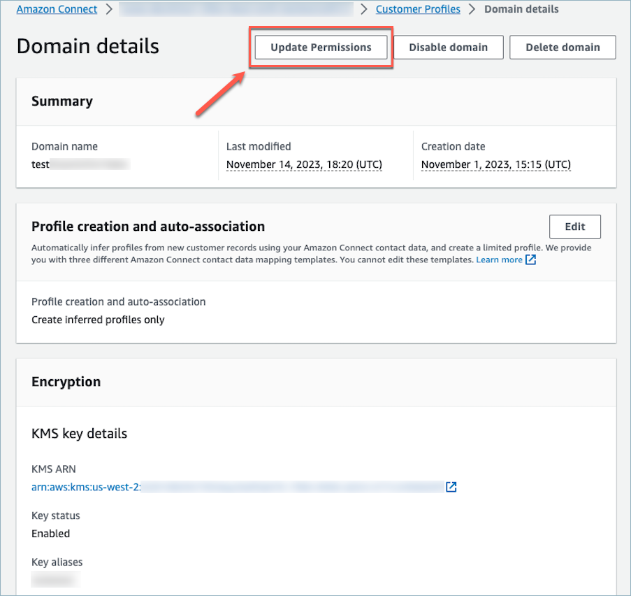 Die Schaltfläche „Berechtigungen aktualisieren“ wird hier angezeigt, falls ausstehende Berechtigungen aktualisiert werden müssen.