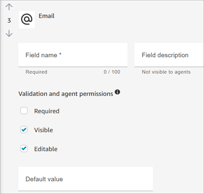 Der Abschnitt „Validierung und Berechtigungen“ für ein „E-Mail“-Feld.