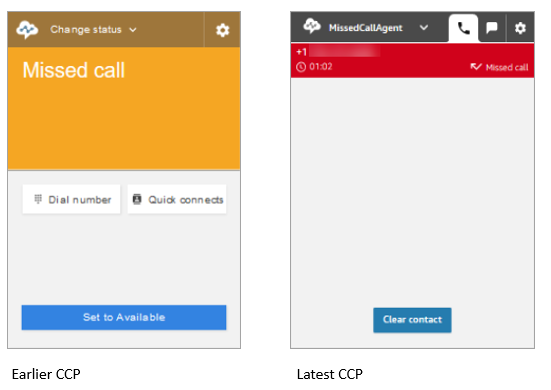 Verpassen Sie einen Anruf in der früheren Version von CCP, verpassen Sie einen Anruf in der aktuellen Version von CCP.
