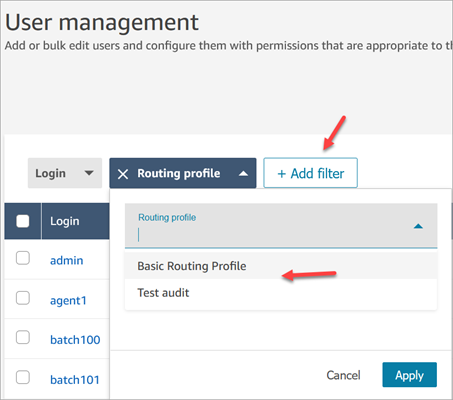Die Option Filter hinzufügen.