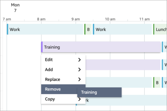Eine Dropdown-Liste mit Aktionen, die Sie nach einem Zeitplan ausführen können, bevor dieser veröffentlicht wird.