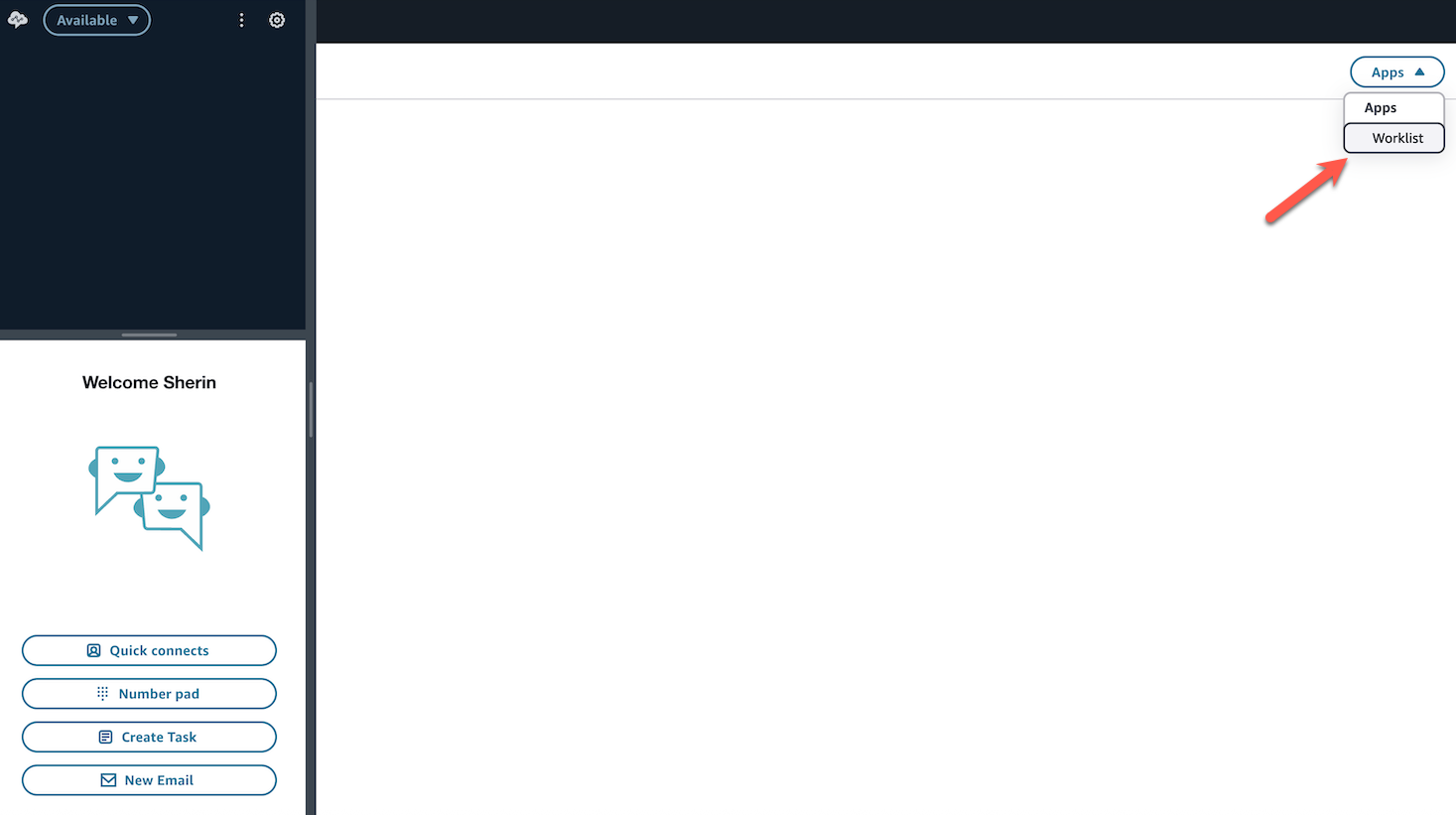 Worklist-App im Kundendienstmitarbeiter-Workspace.