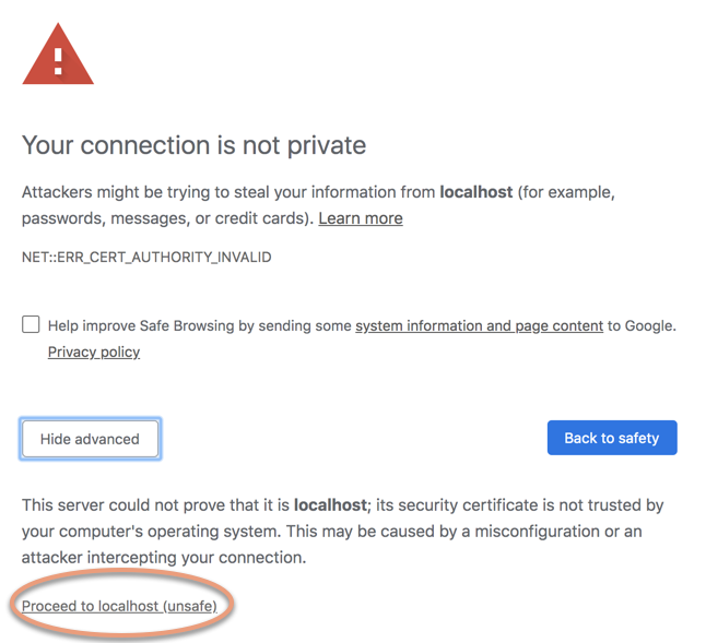 SSL-Warnungsbestätigung