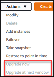 Bild: Amazon DocumentDB DocumentDB-Upgrade-Aktionen