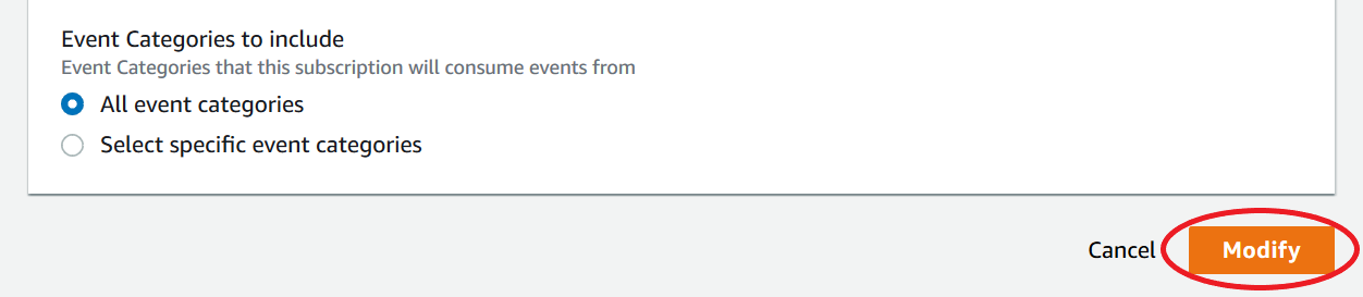 Das Ende des Formulars „Event-Abonnement ändern“ mit hervorgehobener Schaltfläche „Ändern“.