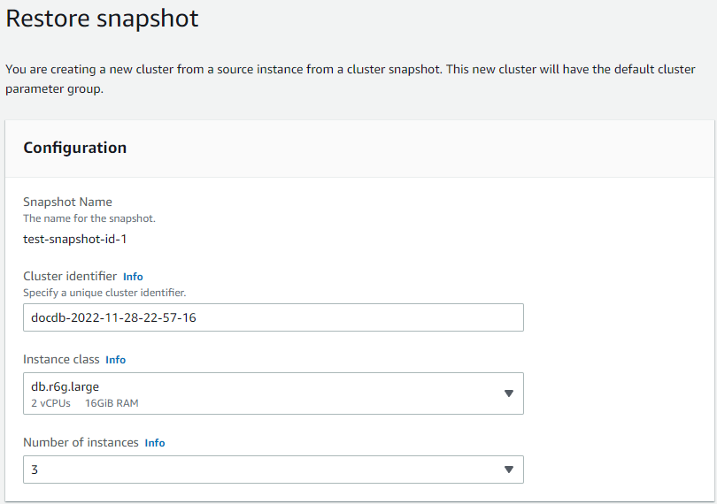 Diagramm: Elastische Cluster-Wiederherstellung aus einem Snapshot