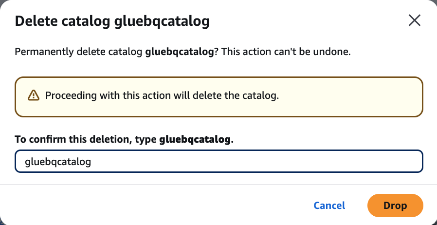 Die Bestätigung zum Löschen des Katalogs.