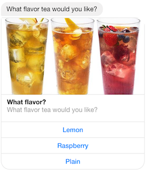 Eine Antwortkarte in Facebook Messenger.