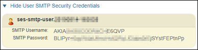 SMTP-Sicherheitsanmeldeinformationen in der Amazon-SES-Konsole.