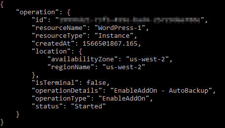 Aktivieren des Ergebnisses der Operation für automatische Snapshots.