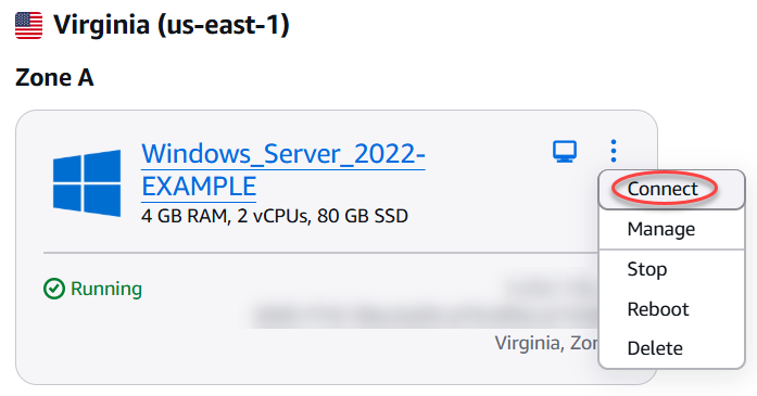 Öffnen Sie den browserbasierten RDP-Client mit dem Aktionsmenü.