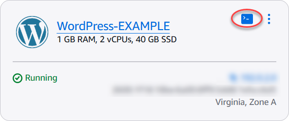 Das browserbasierte SSH-Client-Symbol in der Lightsail-Konsole.
