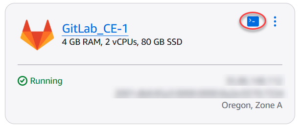 Browserbasierter SSH-Client auf der Lightsail-Startseite.