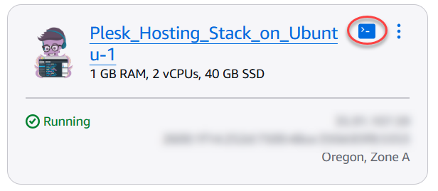 Browserbasiertes SSH-Client-Symbol auf der Lightsail-Startseite.