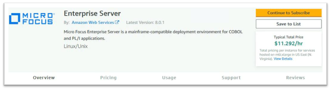 Enterprise AWS Marketplace Server-Angebot in.