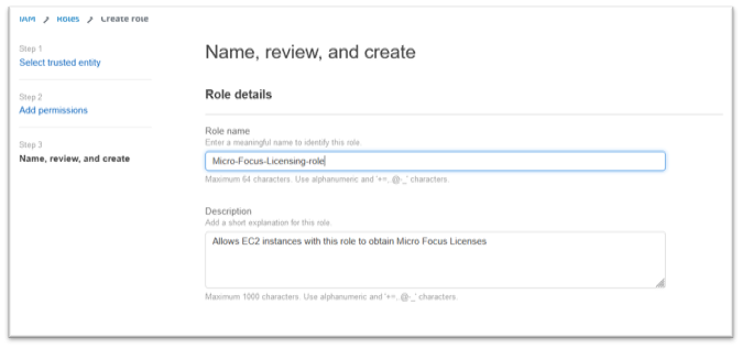 Rollendetails mit eingegebenem Namen und Beschreibung.