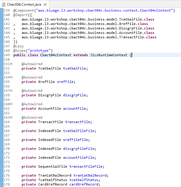 Beispiel für eine Kontextklasse (Teilansicht)
