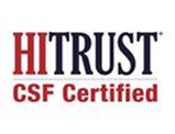 Logo for HITRUST CSF Certified with red and black text.