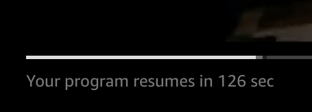 Screenshot, auf dem ein Countdown-Timer für die Anzeige angezeigt MediaTailor wird, der der Zielgruppe die verbleibende Zeit bis zur Wiederaufnahme des Programms mitteilt.