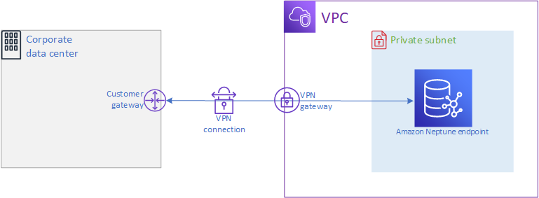 Diagramm des Zugriffs auf einen Neptune-Cluster von einem privaten Netzwerk.