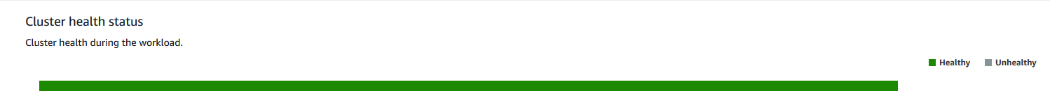 Der Abschnitt mit dem Clusterintegritätsstatus der Konsole, in dem der Clusterstatus während der Workload angezeigt wird.