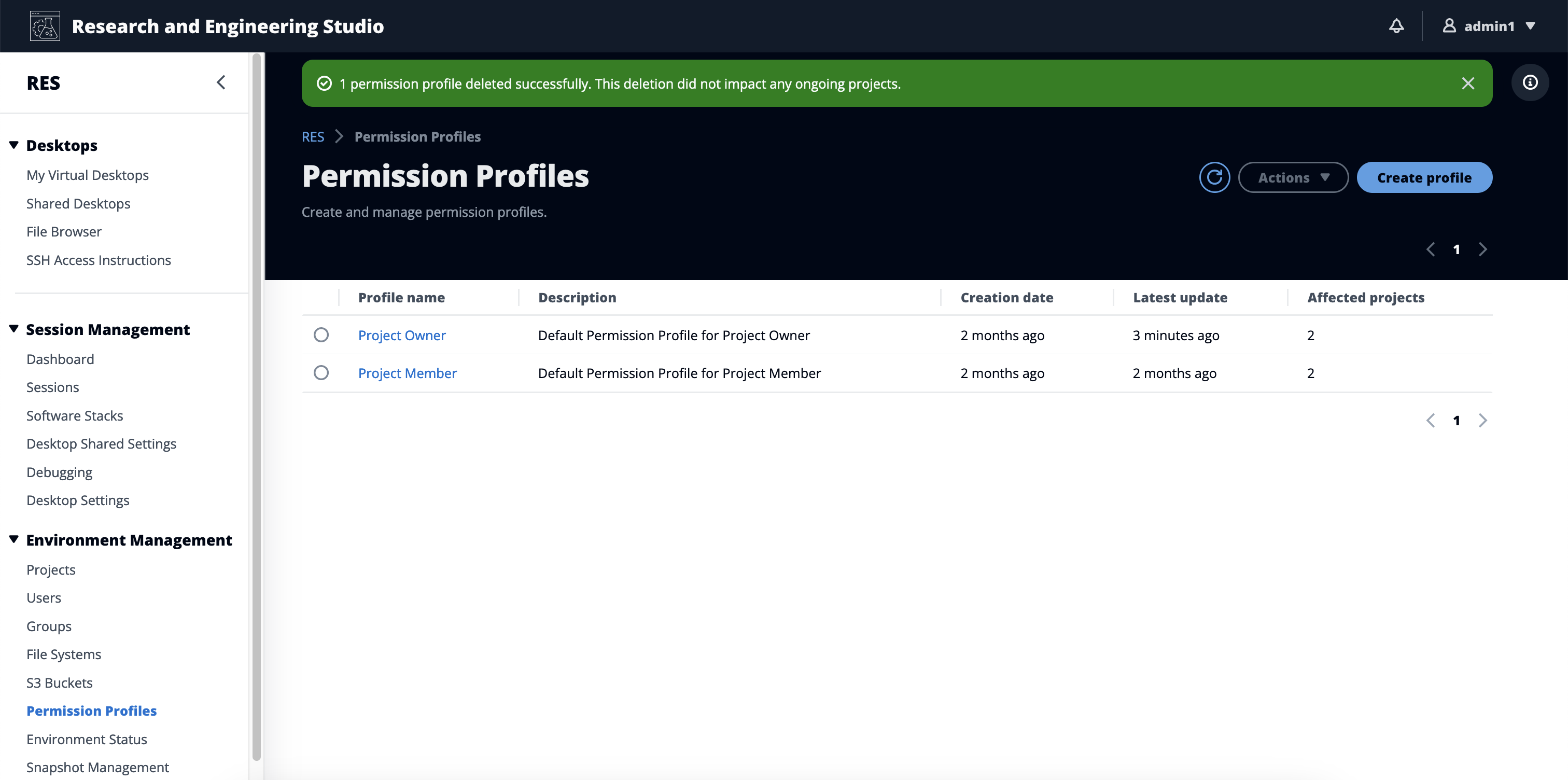 Administratoren können Berechtigungsprofile löschen