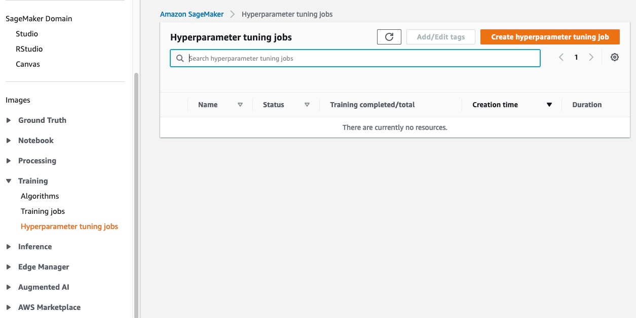 Konsole für den Hyperparameter-Optimierungsjob