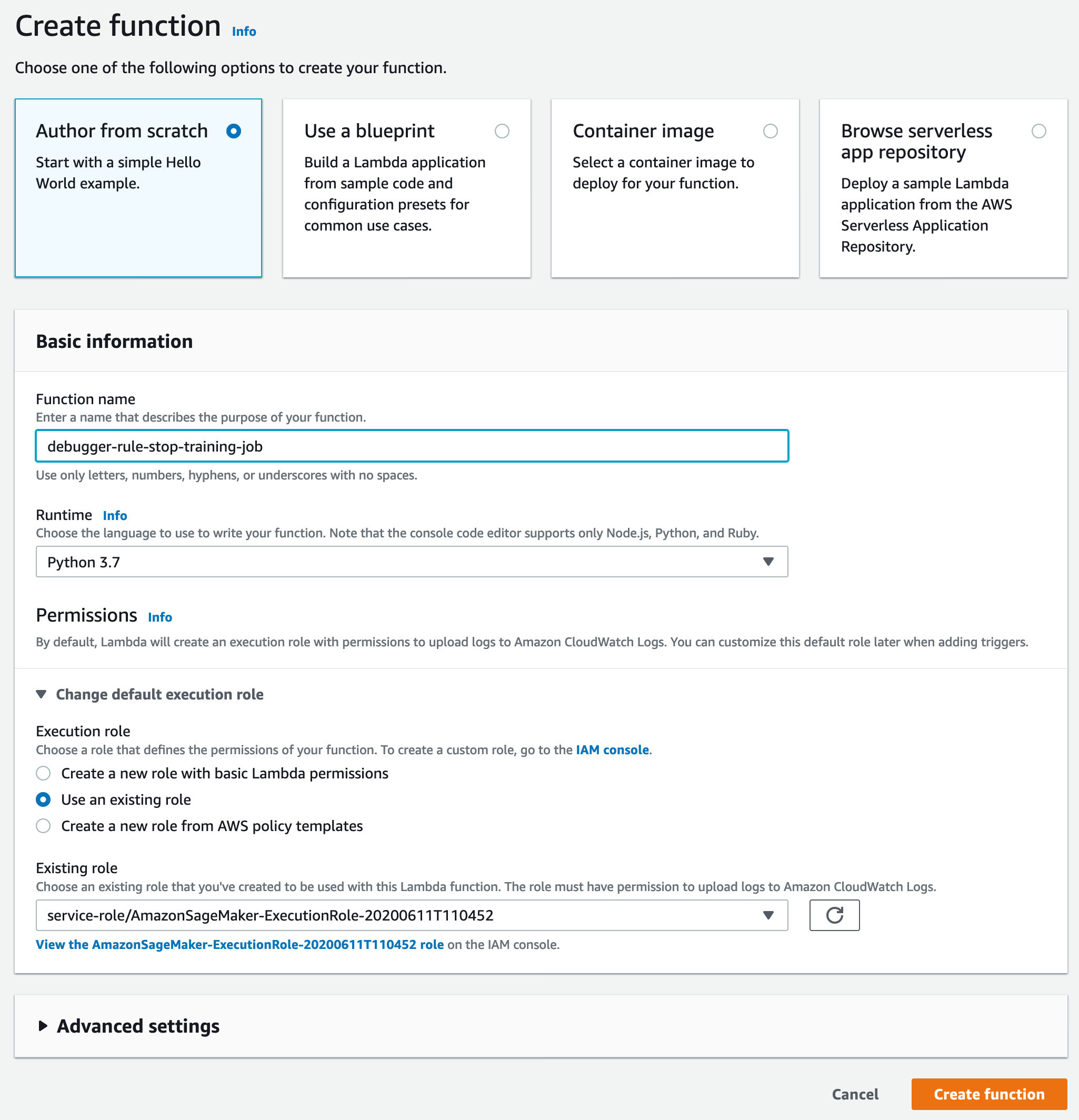 Seite Funktion erstellen.