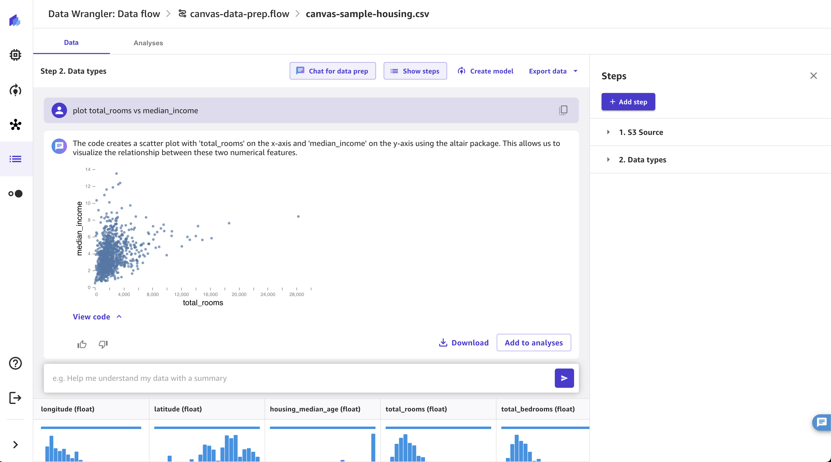 Die Ansicht eines bearbeitbaren und kopierbaren Codeblocks.