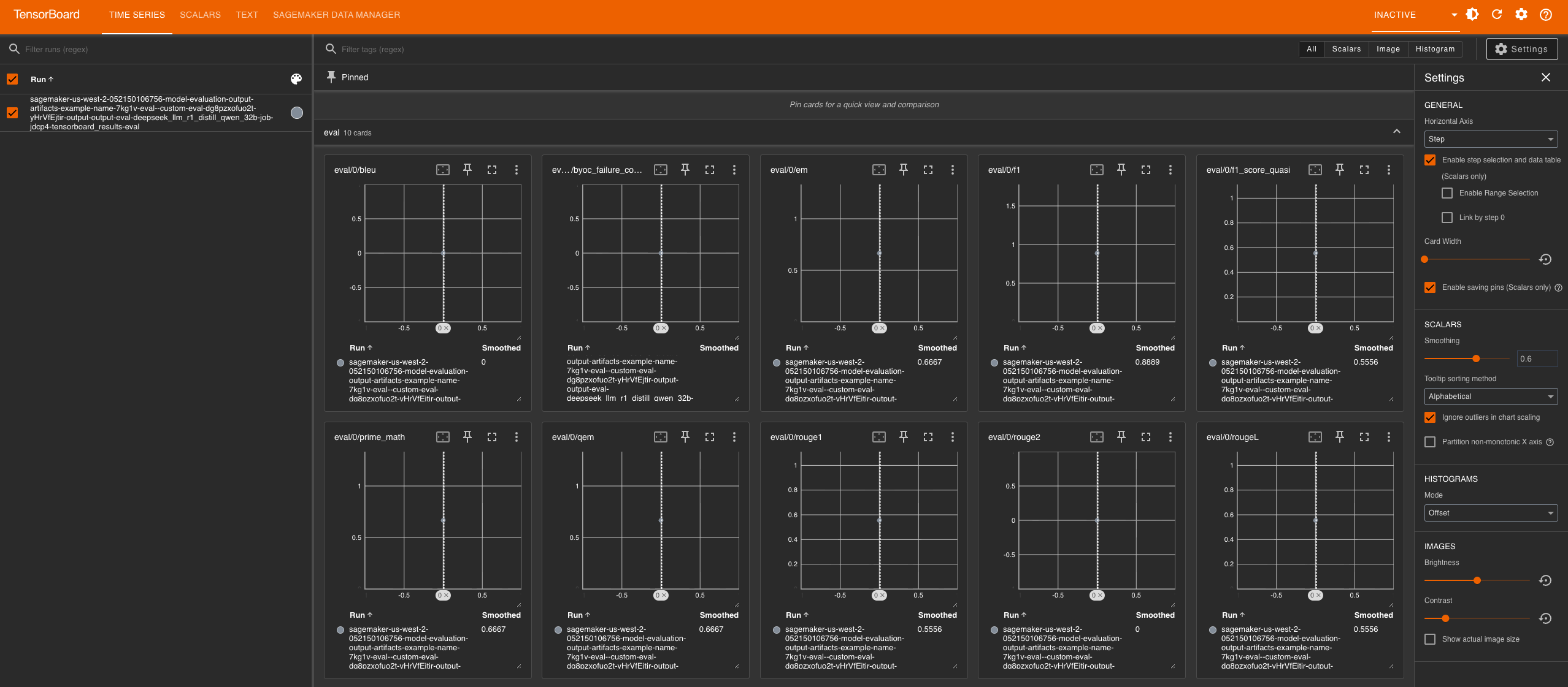 SageMaker TensorBoard Anzeige der Ergebnisse eines Benchmarking-Jobs