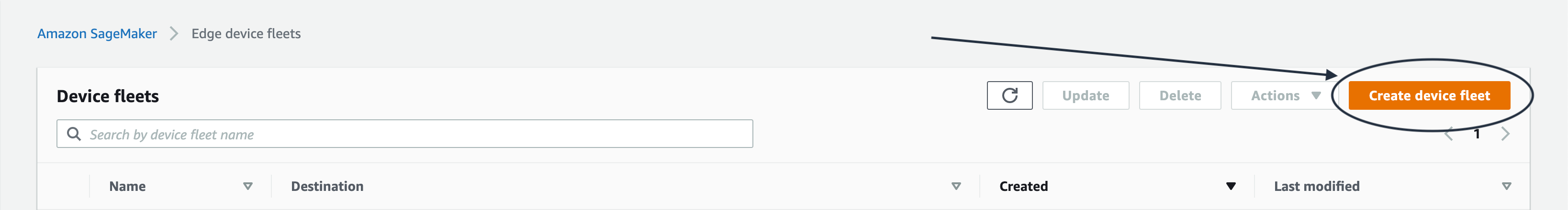 Die Option Geräteflotte erstellen in der Konsole