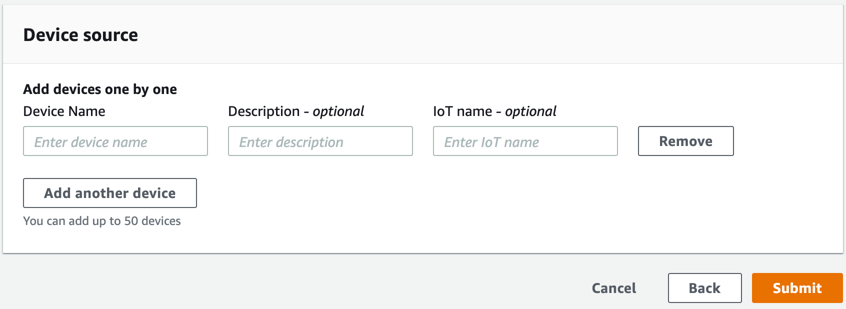 Der Abschnitt Gerätequelle in der Konsole