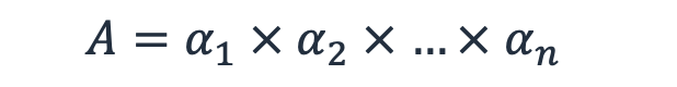 Bild der Gleichung. A = α 1 X α 2 X... X α n Tiefpunkt>