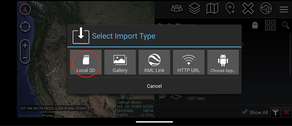 Die Option Lokale SD im Import-Manager-Popup.
