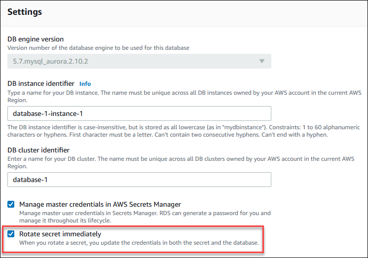 Rotación inmediata de un secreto de contraseña de usuario maestro