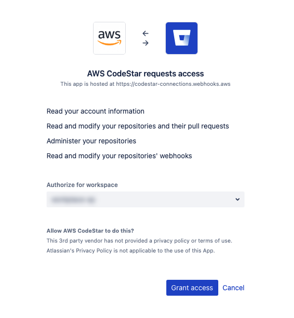 Conceda permiso de webhook a su espacio de trabajo.
