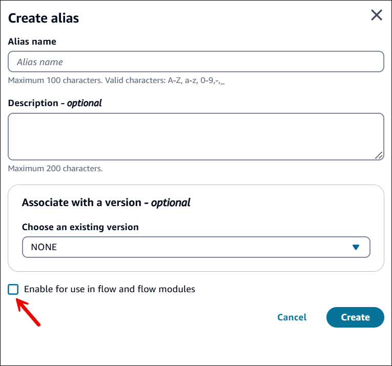 Cuadro de diálogo Crear alias